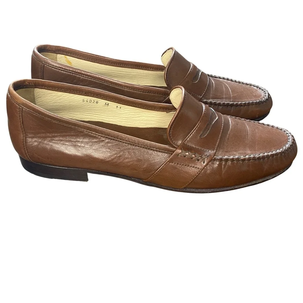 Bruno Magli Mens Keene Penny Loafers Brown Leather Made in Italy Size 11 M